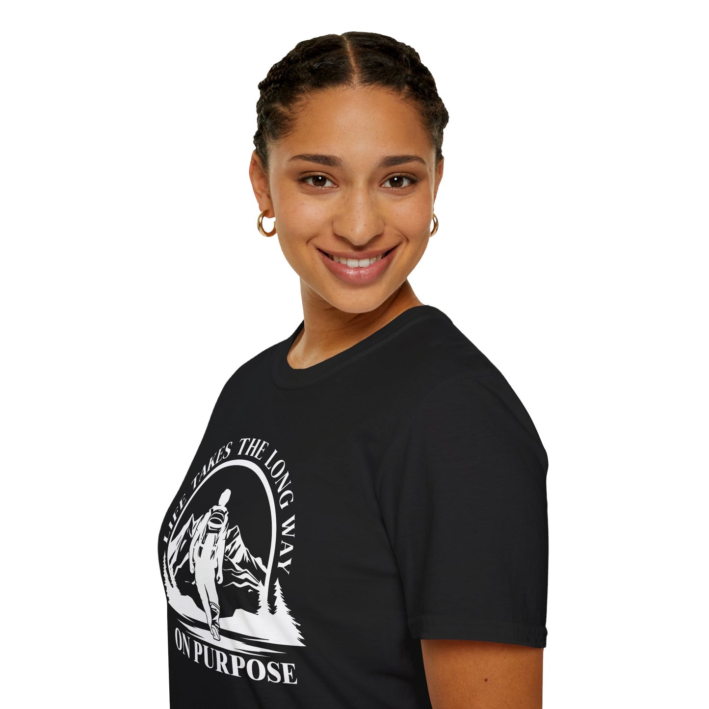 Life Takes The Long Way On Purpose T-Shirt — Mountain Path Purpose Design