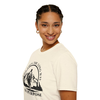 Life Takes The Long Way On Purpose T-Shirt — Mountain Path Purpose Design
