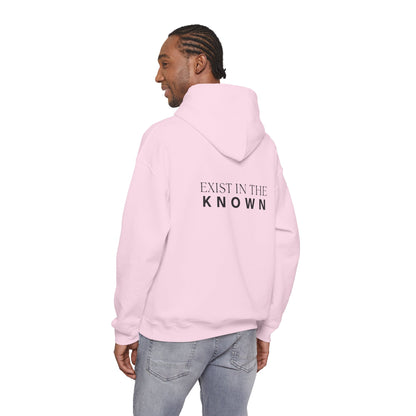 Exist in the Known Hoodie — Minimalist Typography Unisex Pullover