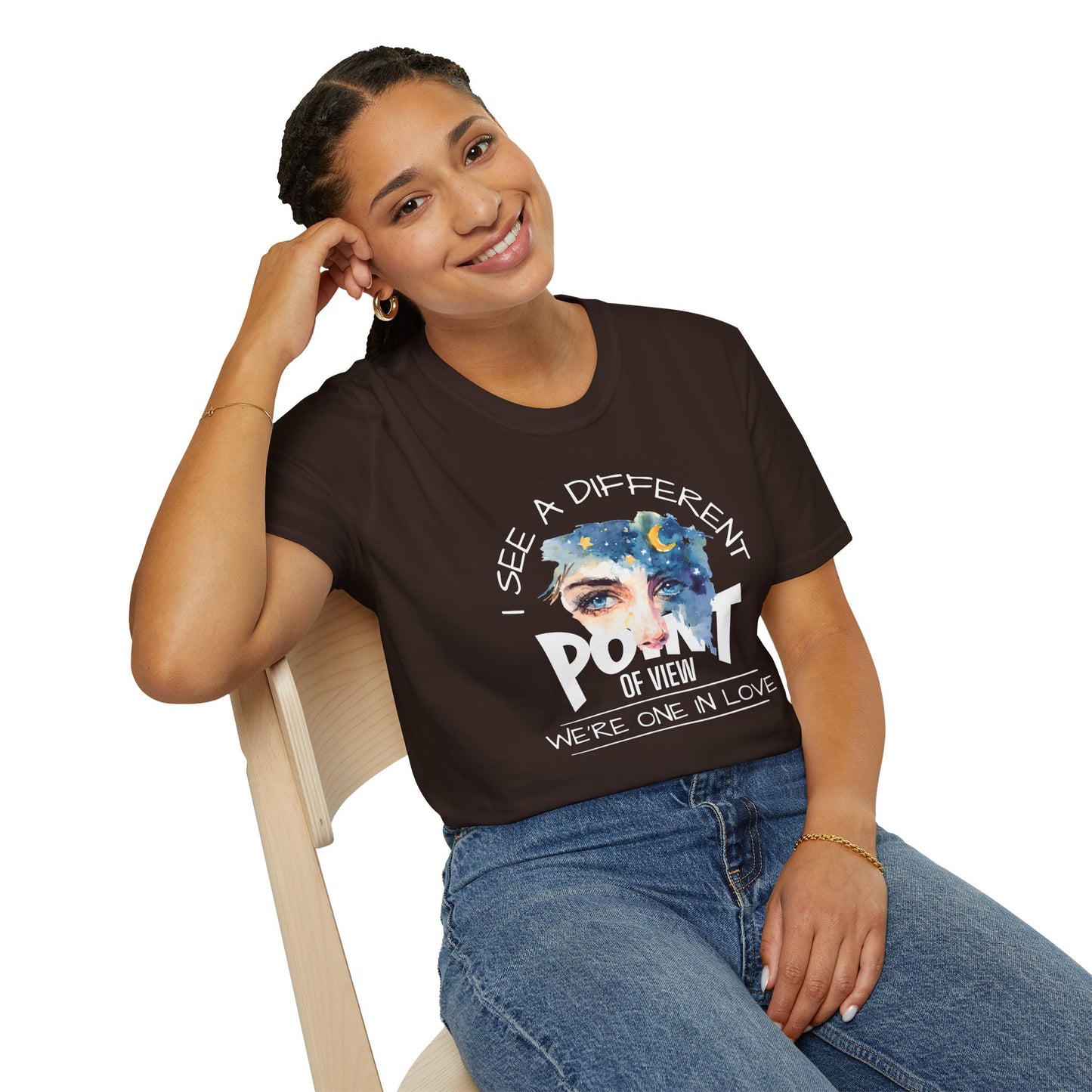 T-Shirt — "I See a Different Point of View" Artistic Face Graphic Tee