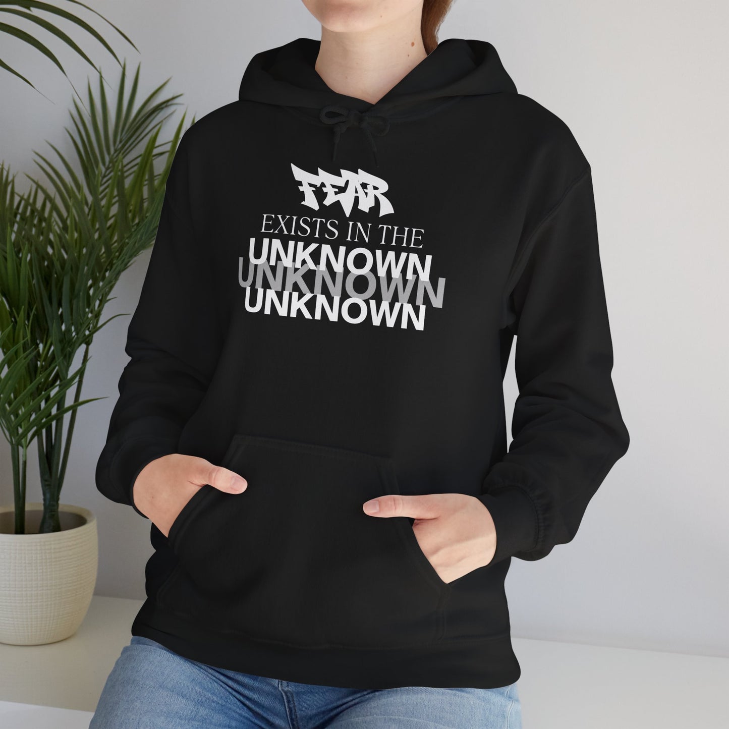 Exist in the Known Hoodie — Minimalist Typography Unisex Pullover