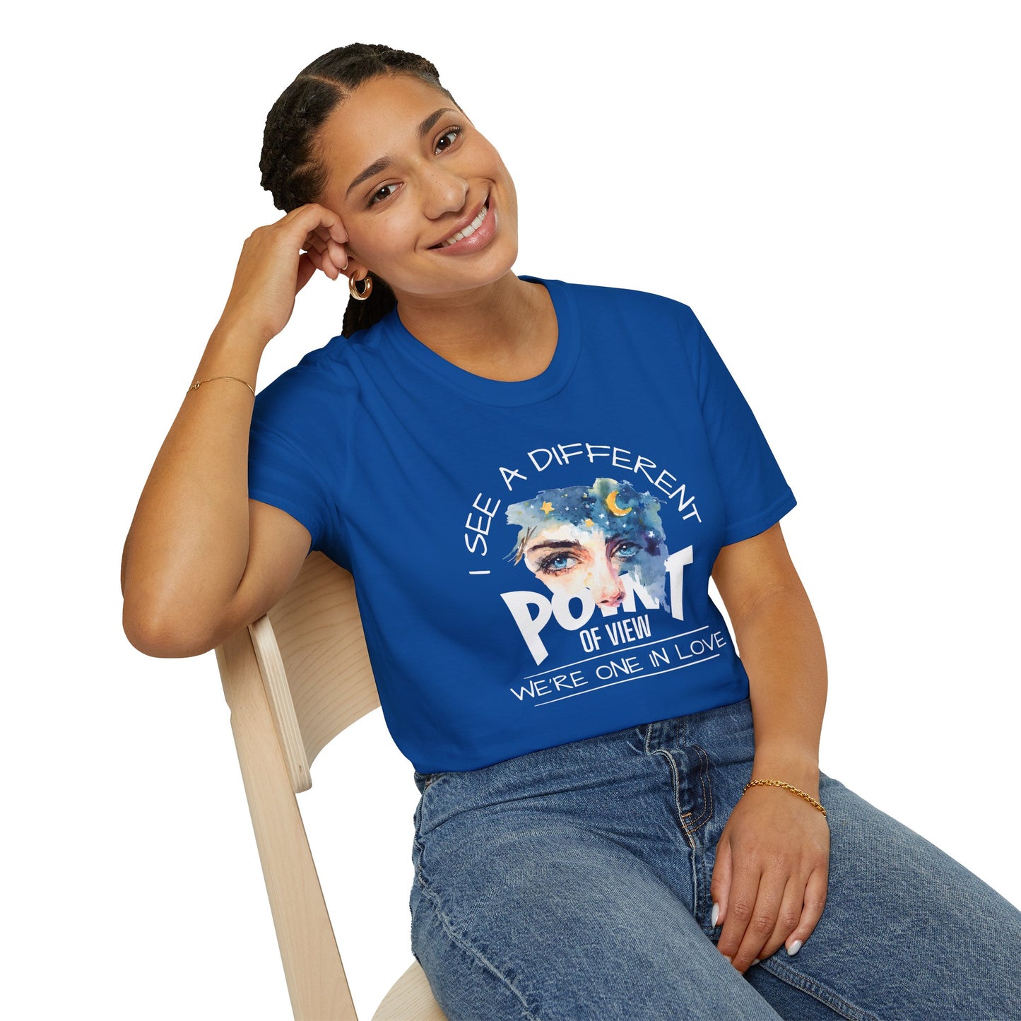 T-Shirt — "I See a Different Point of View" Artistic Face Graphic Tee