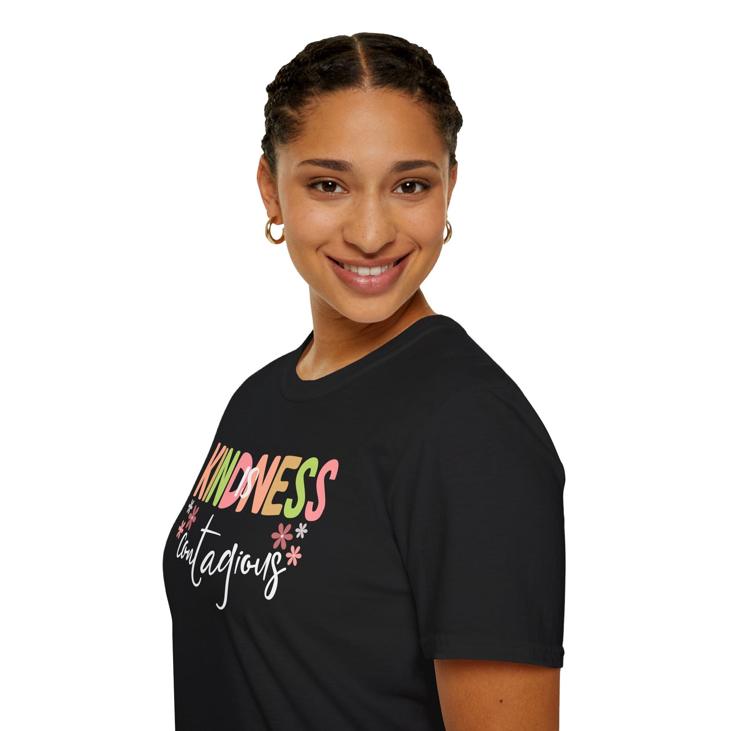 Kindness Is Contagious (For Her) T-Shirt, Soft-style Tee, Motivational Shirt, Gift for Friends, Positive Vibe Apparel, Everyday Wear