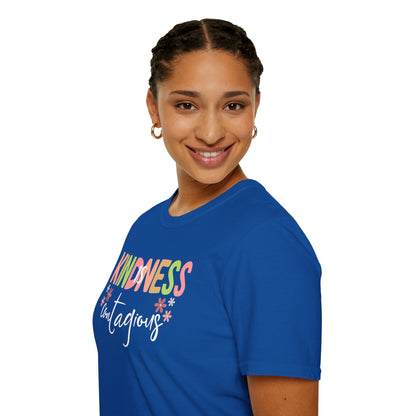 Kindness Is Contagious (For Her) T-Shirt, Soft-style Tee, Motivational Shirt, Gift for Friends, Positive Vibe Apparel, Everyday Wear