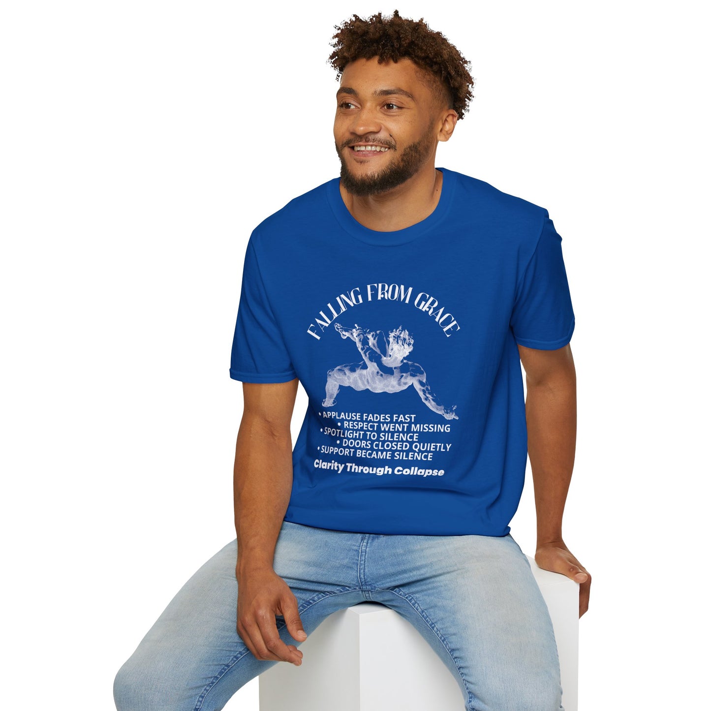 Falling From Grace Graphic T-Shirt – 'Clarity Through Collapse' Vintage Angel Tee