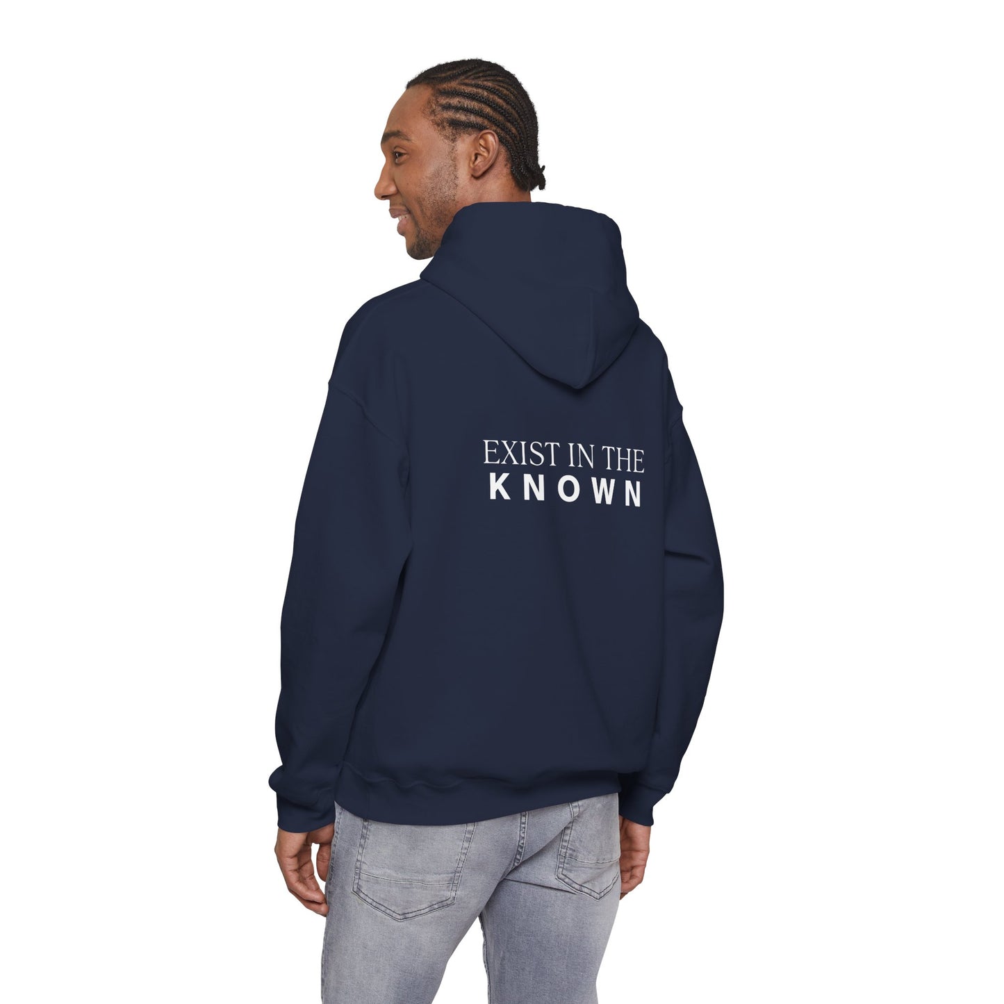 Exist in the Known Hoodie — Minimalist Typography Unisex Pullover
