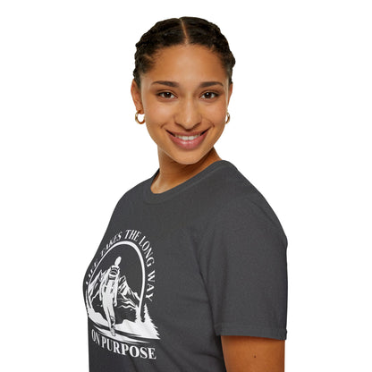 Life Takes The Long Way On Purpose T-Shirt — Mountain Path Purpose Design