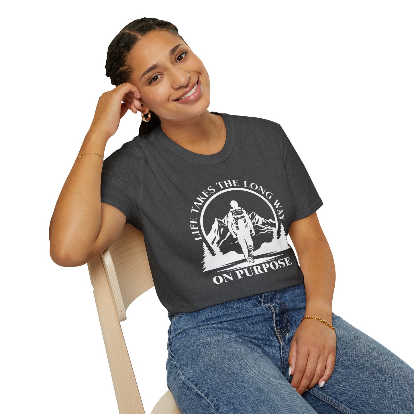 Life Takes The Long Way On Purpose T-Shirt — Mountain Path Purpose Design
