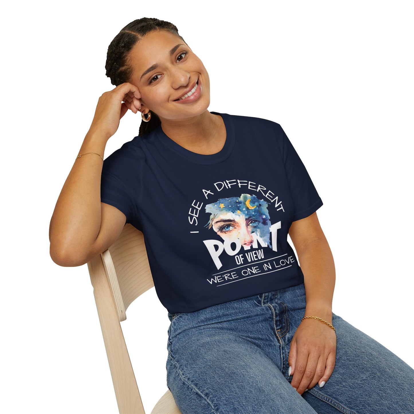 T-Shirt — "I See a Different Point of View" Artistic Face Graphic Tee