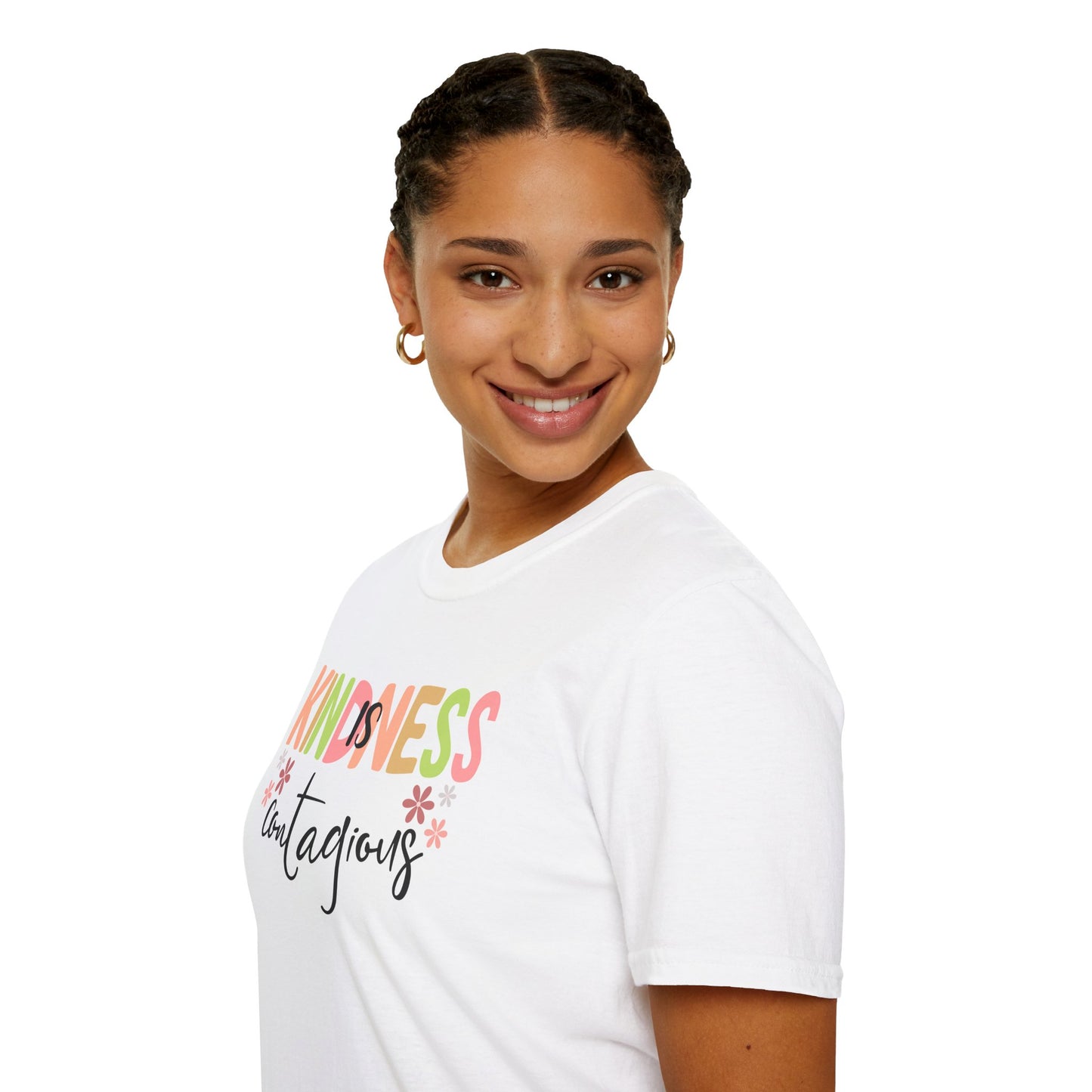 Kindness Is Contagious (For Her) T-Shirt, Soft-style Tee, Motivational Shirt, Gift for Friends, Positive Vibe Apparel, Everyday Wear
