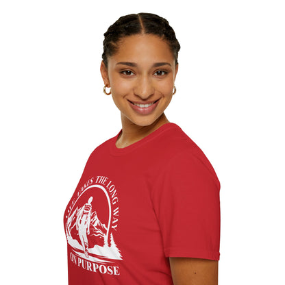 Life Takes The Long Way On Purpose T-Shirt — Mountain Path Purpose Design