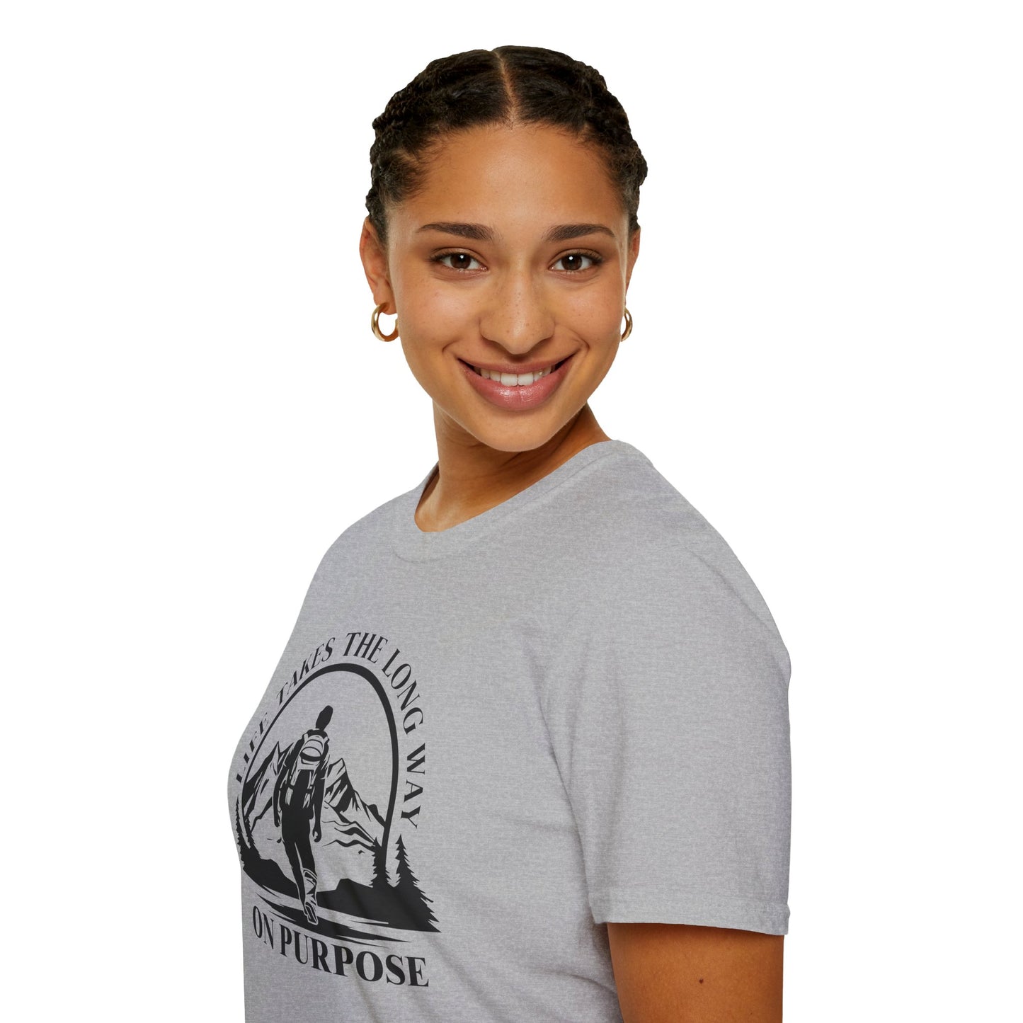 Life Takes The Long Way On Purpose T-Shirt — Mountain Path Purpose Design
