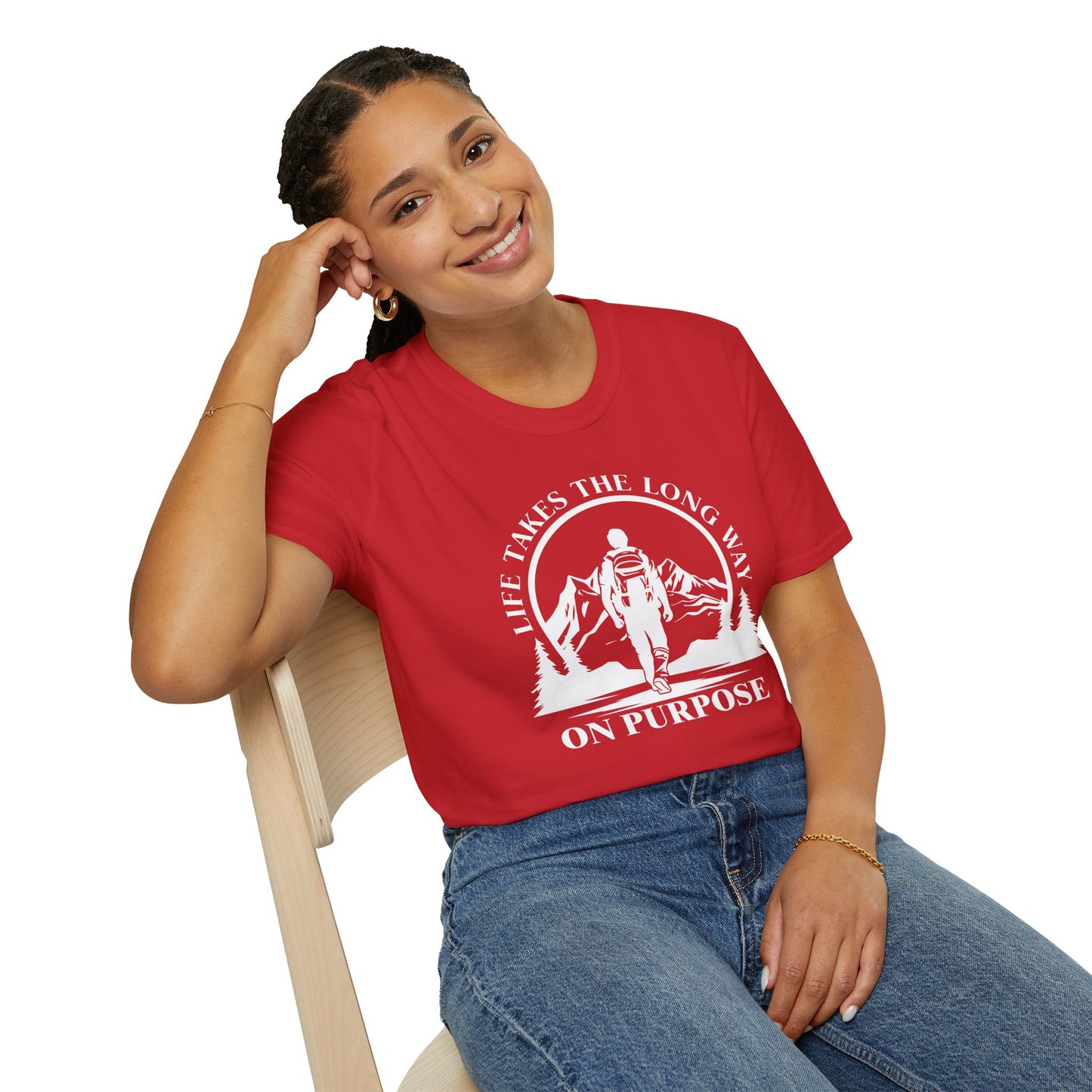 Life Takes The Long Way On Purpose T-Shirt — Mountain Path Purpose Design