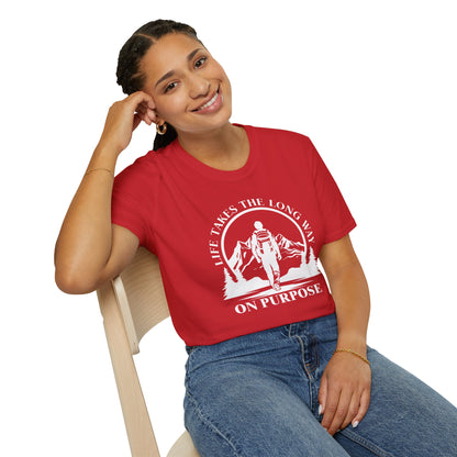 Life Takes The Long Way On Purpose T-Shirt — Mountain Path Purpose Design