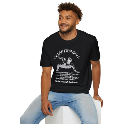 Falling From Grace Graphic T-Shirt – 'Clarity Through Collapse' Vintage Angel Tee