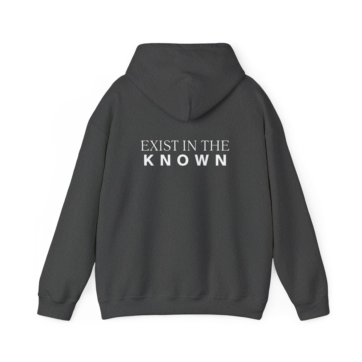 Exist in the Known Hoodie — Minimalist Typography Unisex Pullover