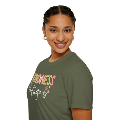 Kindness Is Contagious (For Her) T-Shirt, Soft-style Tee, Motivational Shirt, Gift for Friends, Positive Vibe Apparel, Everyday Wear