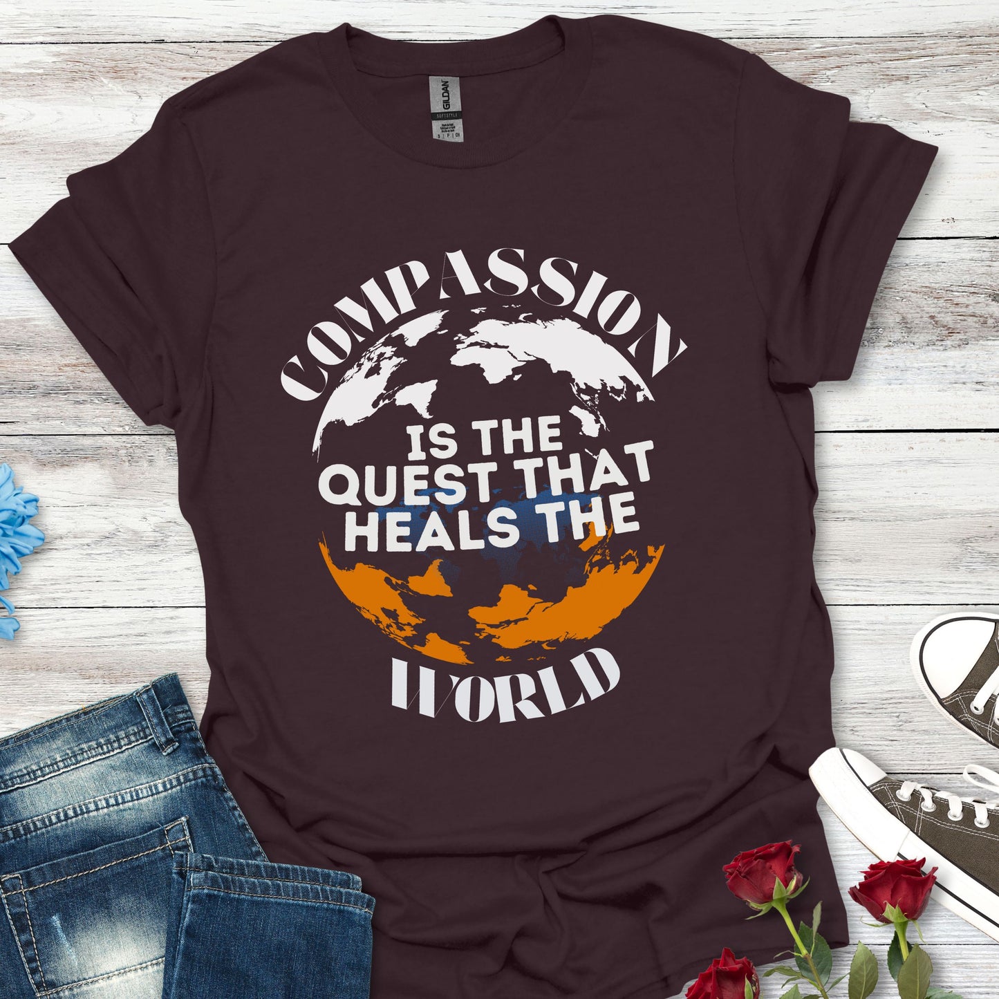 Compassion is the Quest.. - Healing the World Tee (O)
