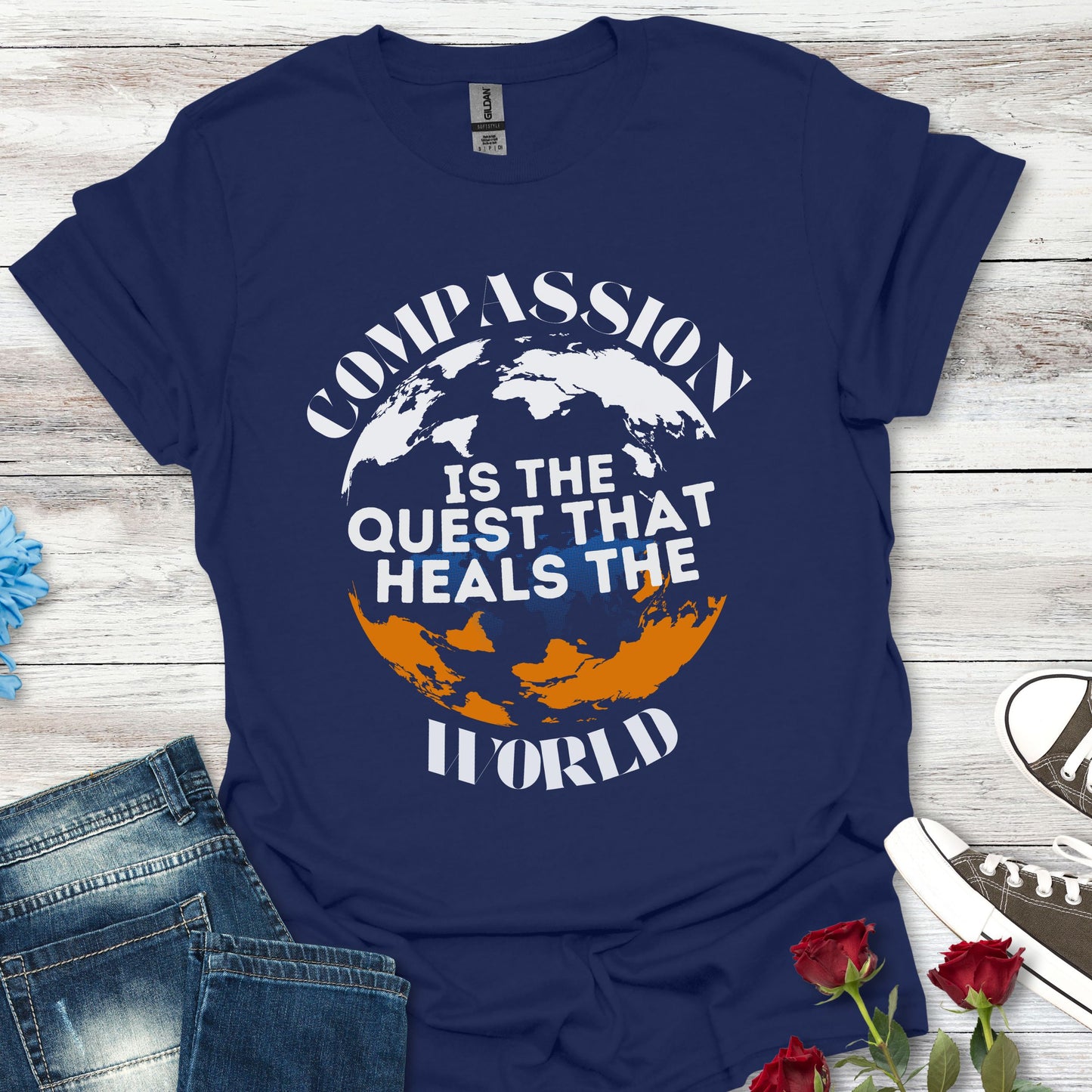 Compassion is the Quest.. - Healing the World Tee (O)