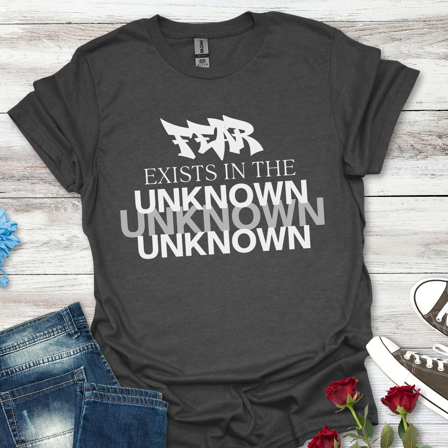 Exist in the Known T-Shirt — Motivational Minimalist Graphic Tee