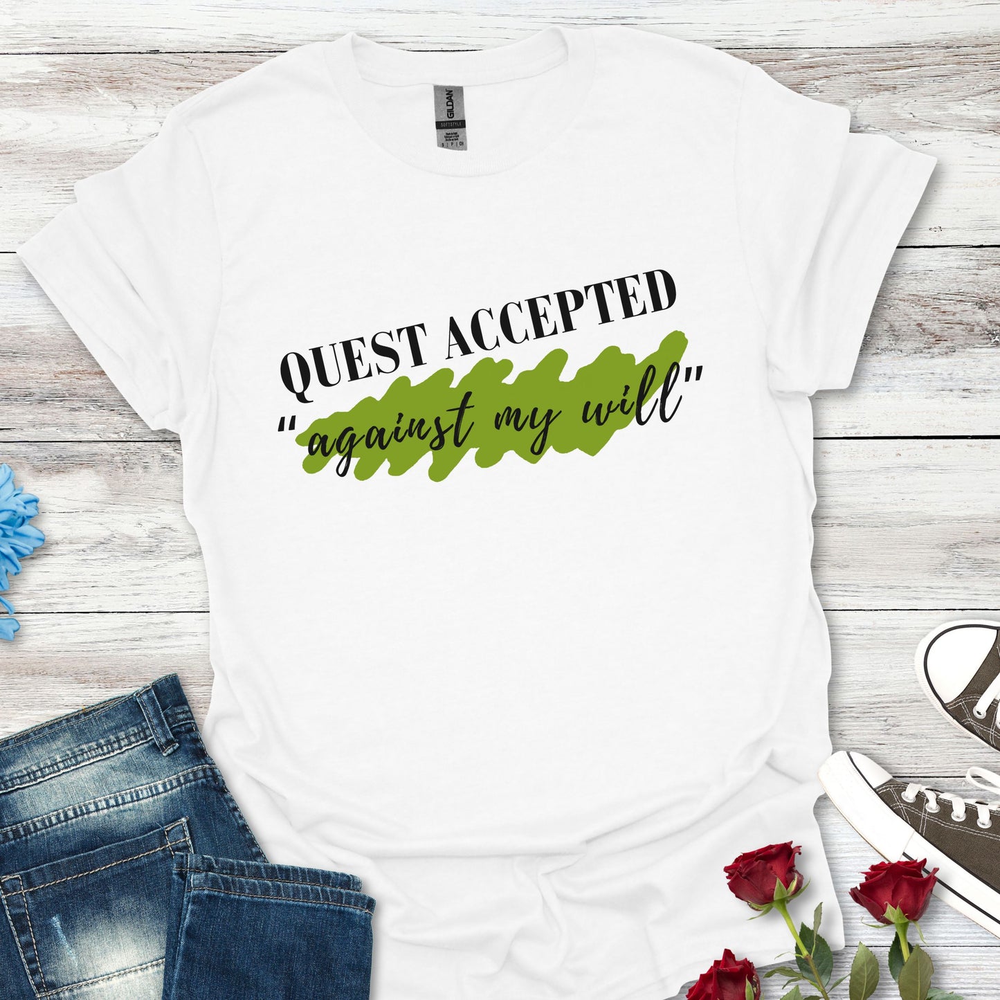 Quest Accepted "Against My will" T-Shirt — Gamers & RPG Fans Adventure Tee