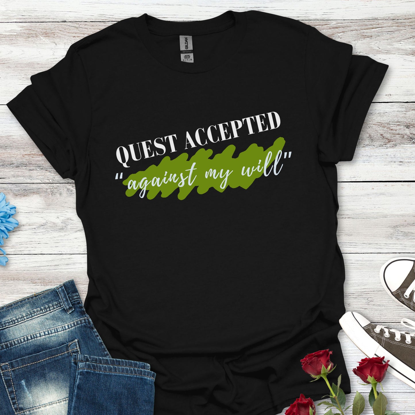 Quest Accepted "Against My will" T-Shirt — Gamers & RPG Fans Adventure Tee