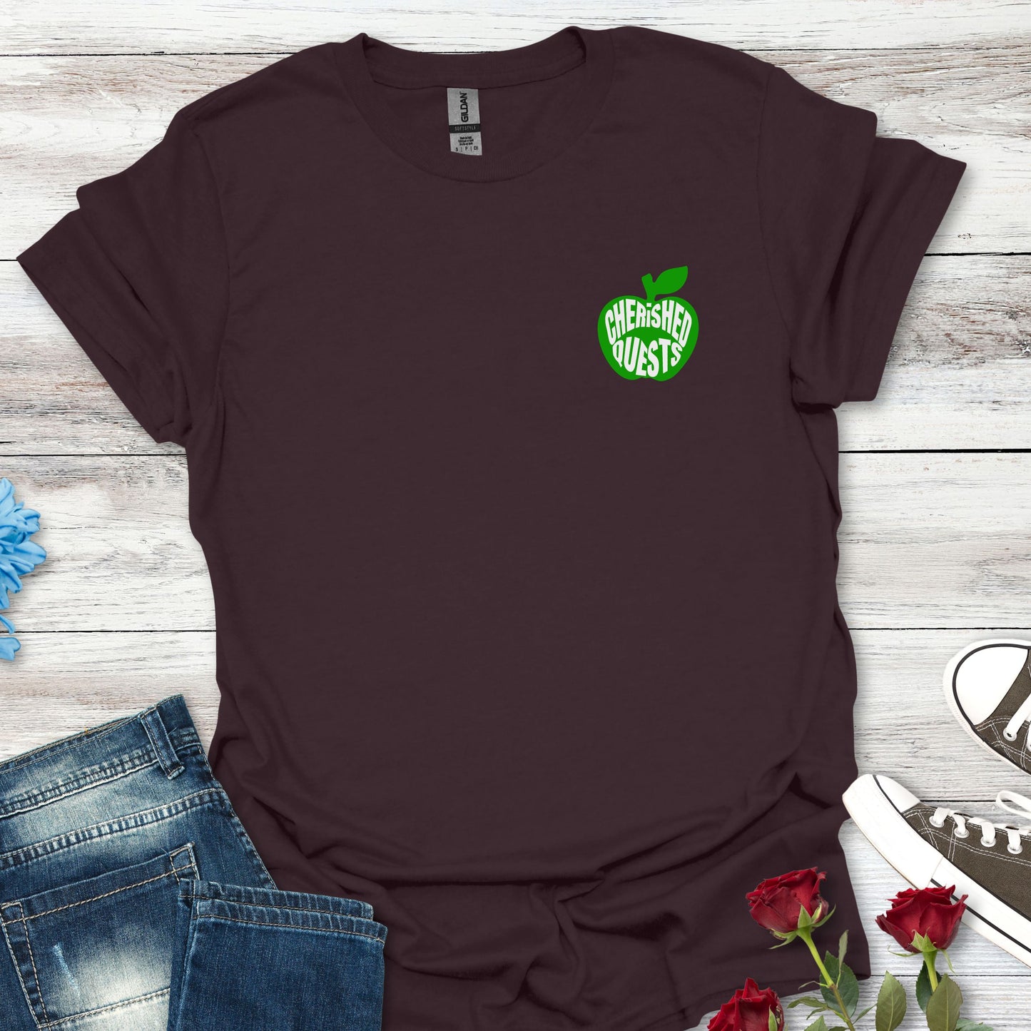 Apple of My Heart T-Shirt — Green Apple Graphic "Cherished Quests" Tee