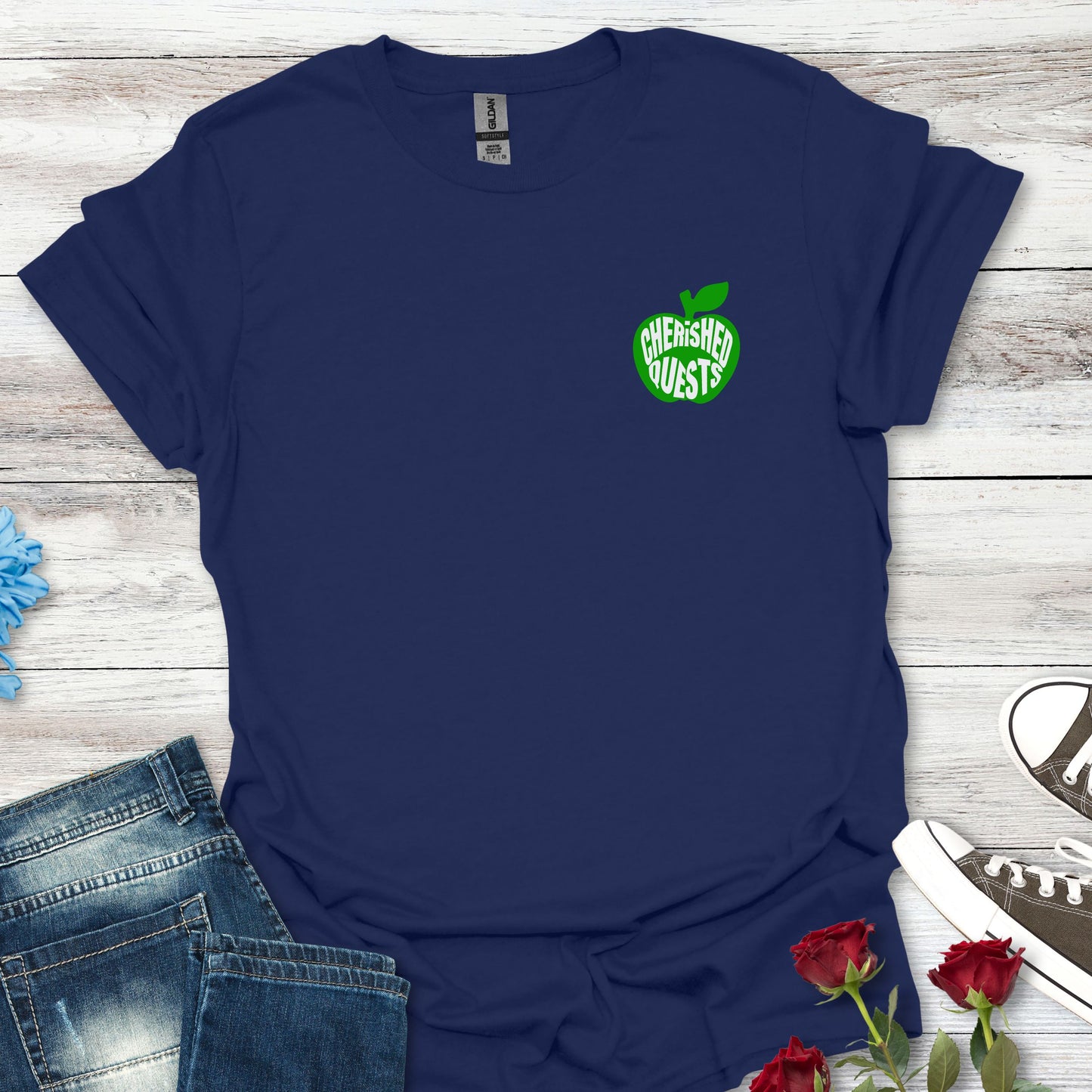 Apple of My Heart T-Shirt — Green Apple Graphic "Cherished Quests" Tee