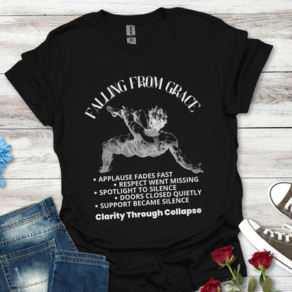 Falling From Grace Graphic T-Shirt – 'Clarity Through Collapse' Vintage Angel Tee