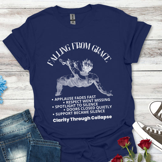 Falling From Grace Graphic T-Shirt – 'Clarity Through Collapse' Vintage Angel Tee