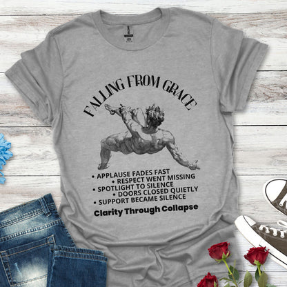 Falling From Grace Graphic T-Shirt – 'Clarity Through Collapse' Vintage Angel Tee