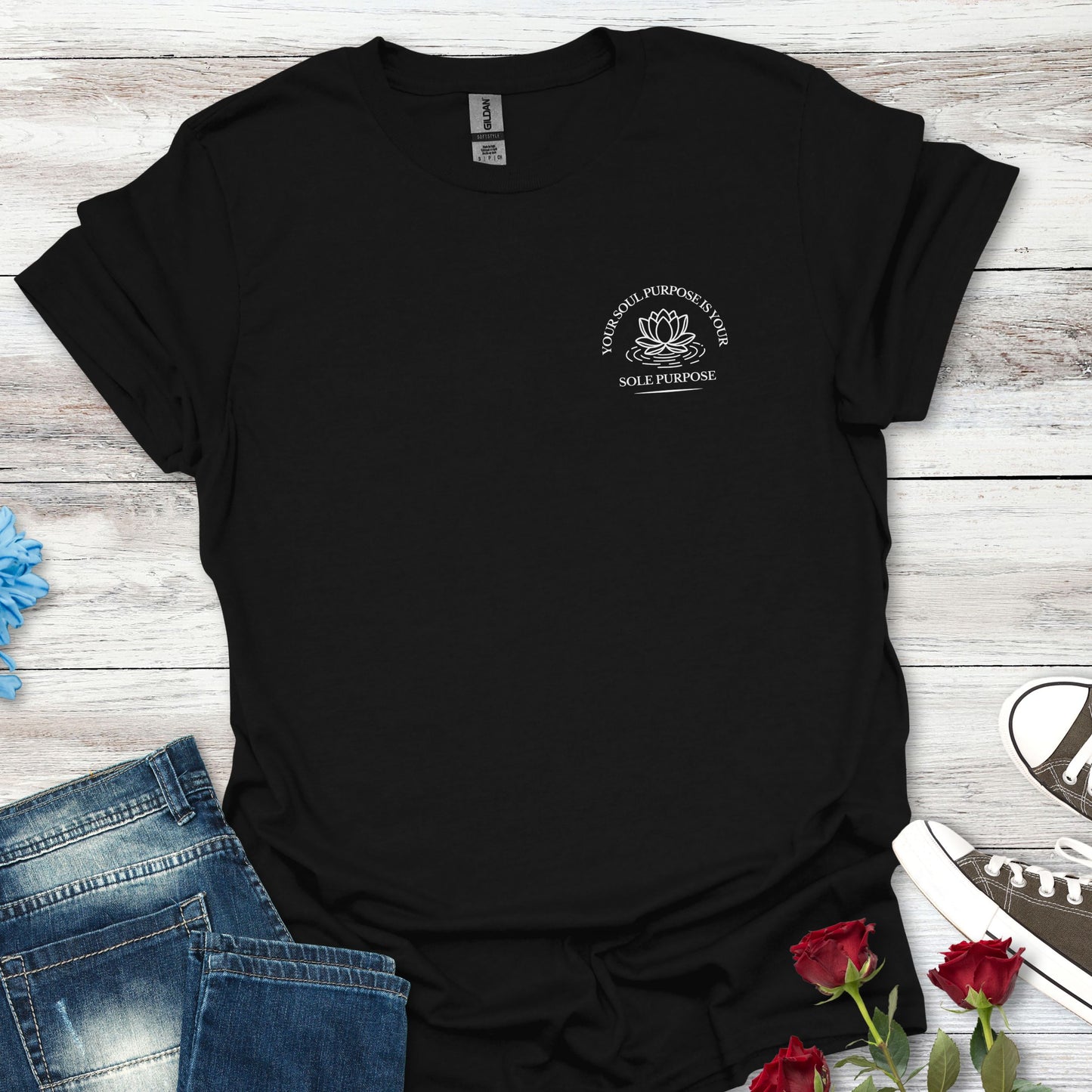 Your Soul Purpose Is... Pocket Floral T-Shirt — Vintage Botanical Graphic Tee