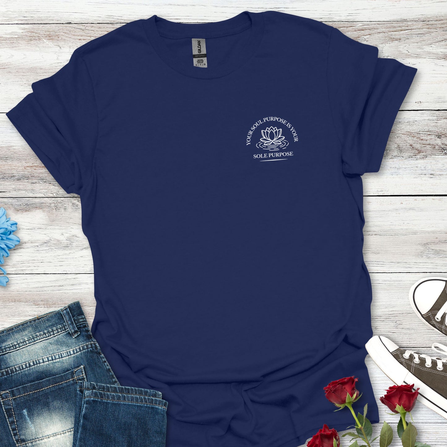 Your Soul Purpose Is... Pocket Floral T-Shirt — Vintage Botanical Graphic Tee