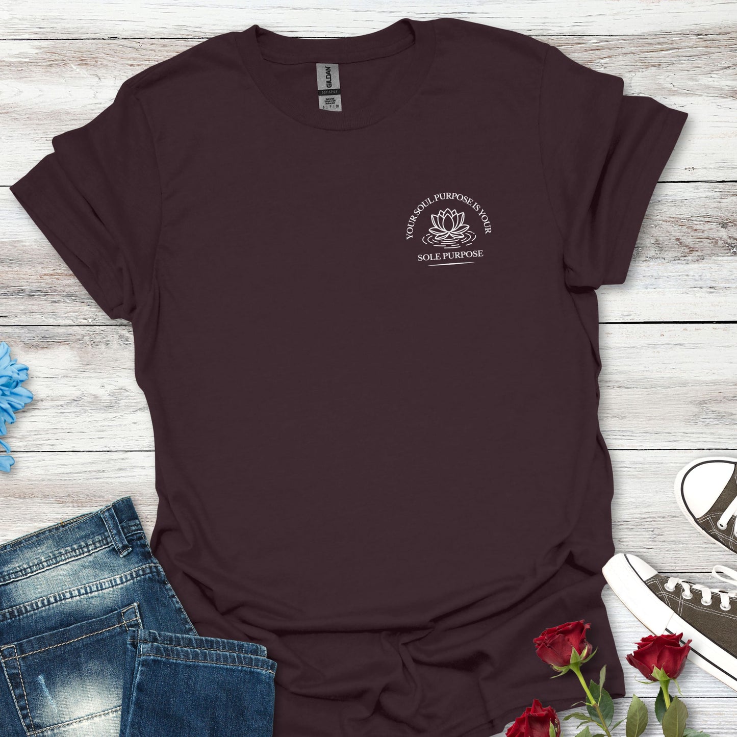 Your Soul Purpose Is... Pocket Floral T-Shirt — Vintage Botanical Graphic Tee