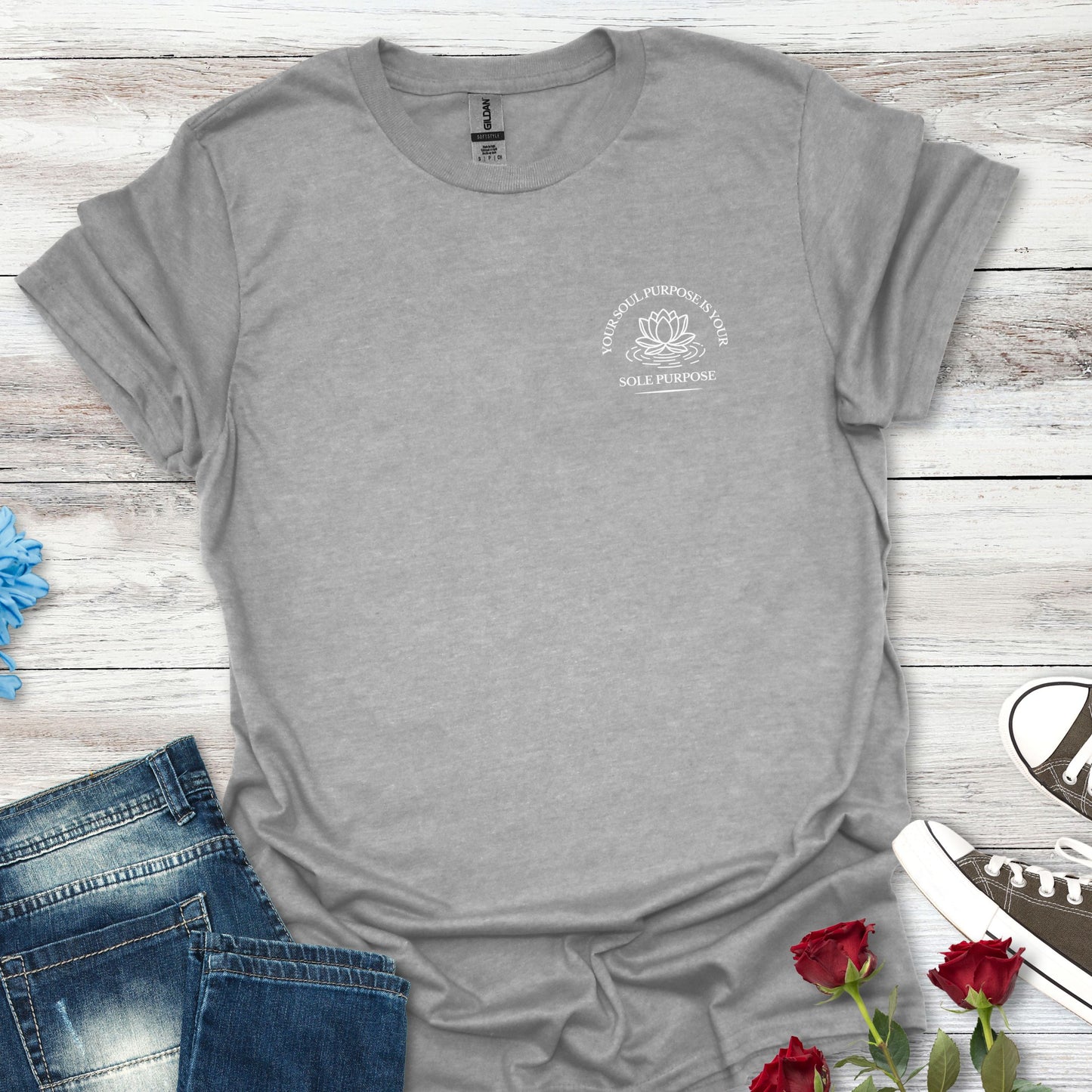 Your Soul Purpose Is... Pocket Floral T-Shirt — Vintage Botanical Graphic Tee