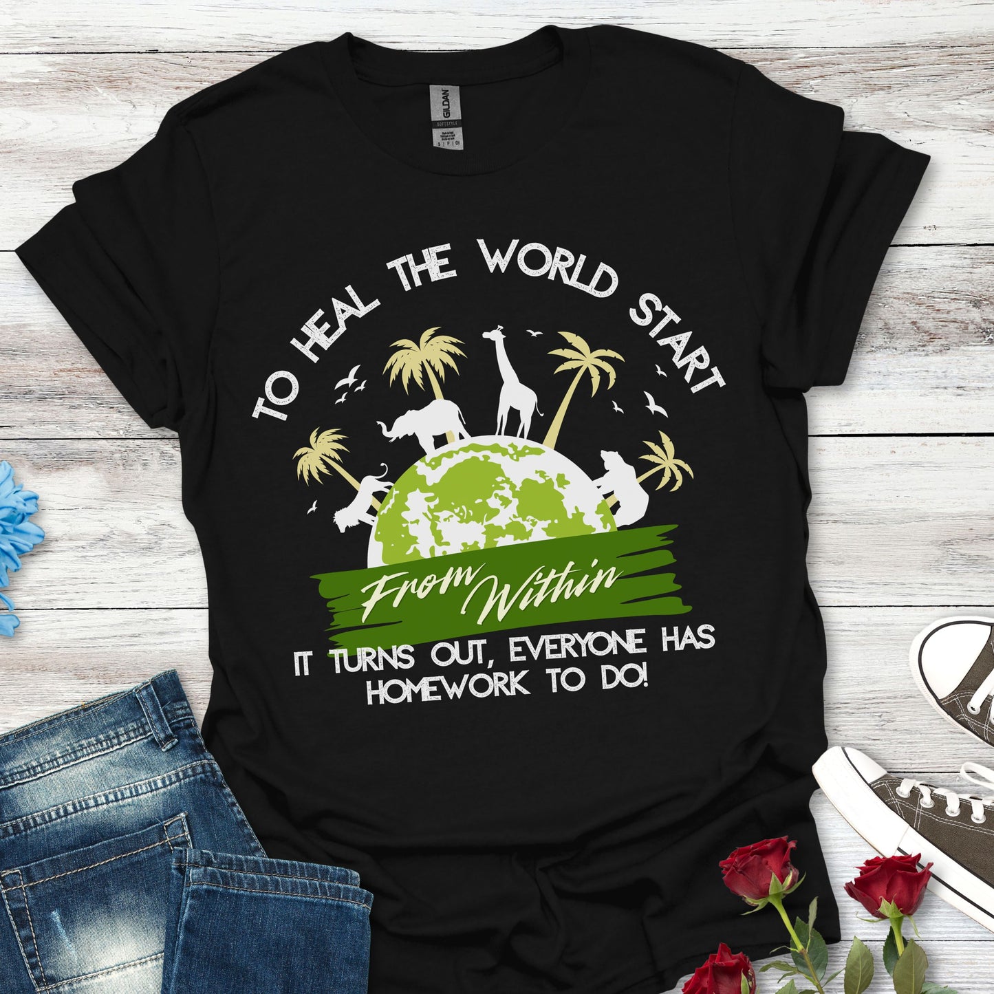 T-Shirt — "To Heal the World Start From Within" Earth Day Graphic Tee
