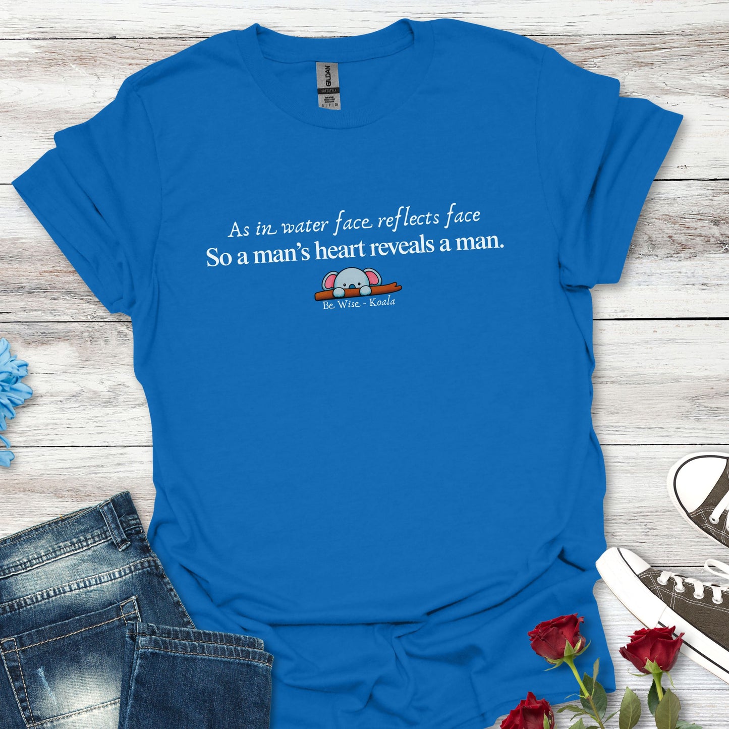 “As in water face reflects face, So a man’s heart reveals a man” Inspirational Quote Tee