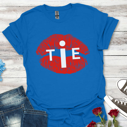 Lip Print (W) 'TIE' Graphic T-Shirt