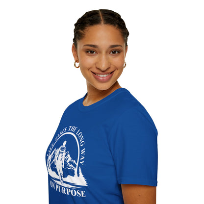 Life Takes The Long Way On Purpose T-Shirt — Mountain Path Purpose Design