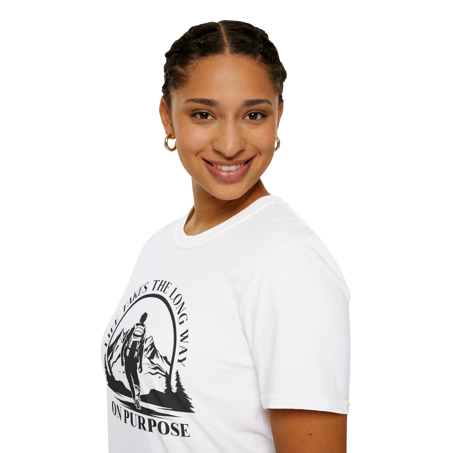 Life Takes The Long Way On Purpose T-Shirt — Mountain Path Purpose Design
