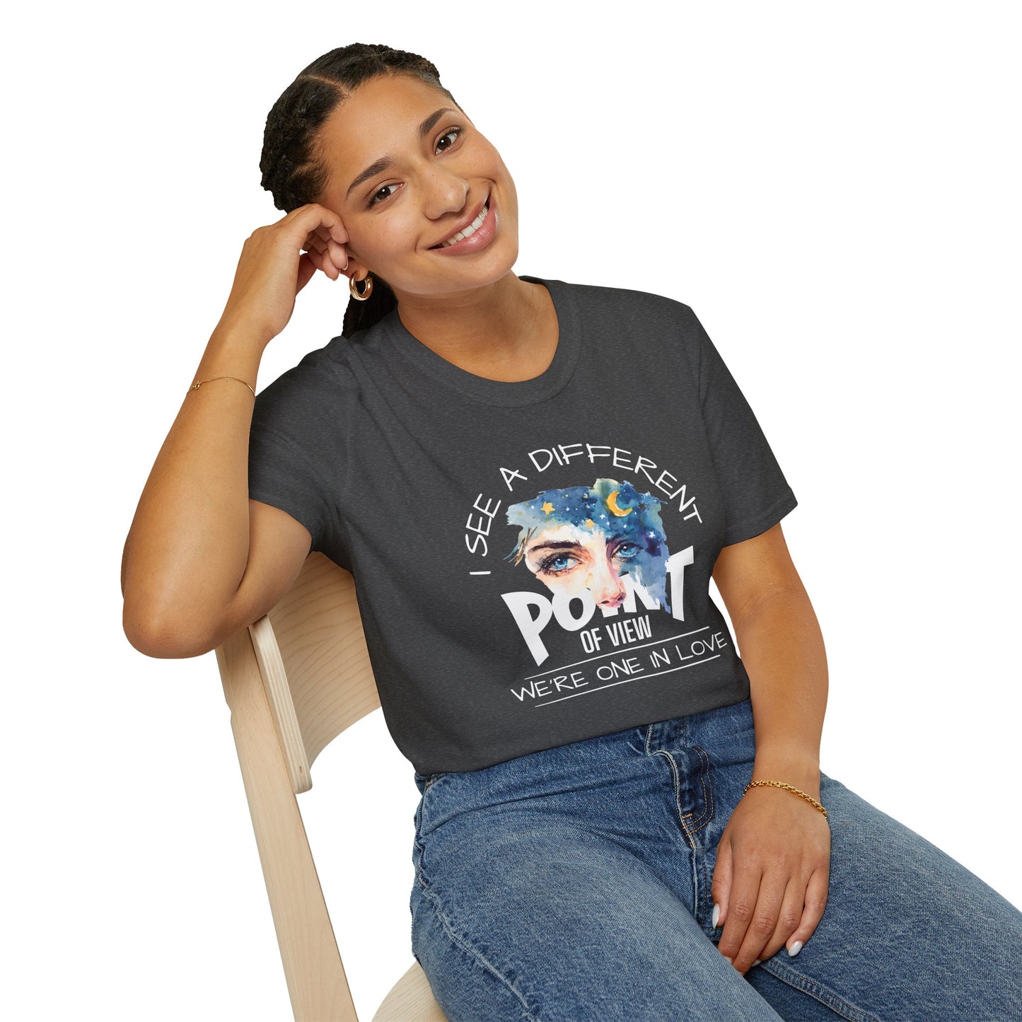 T-Shirt — "I See a Different Point of View" Artistic Face Graphic Tee