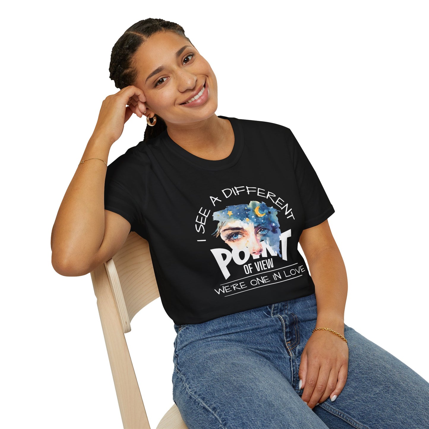 T-Shirt — "I See a Different Point of View" Artistic Face Graphic Tee