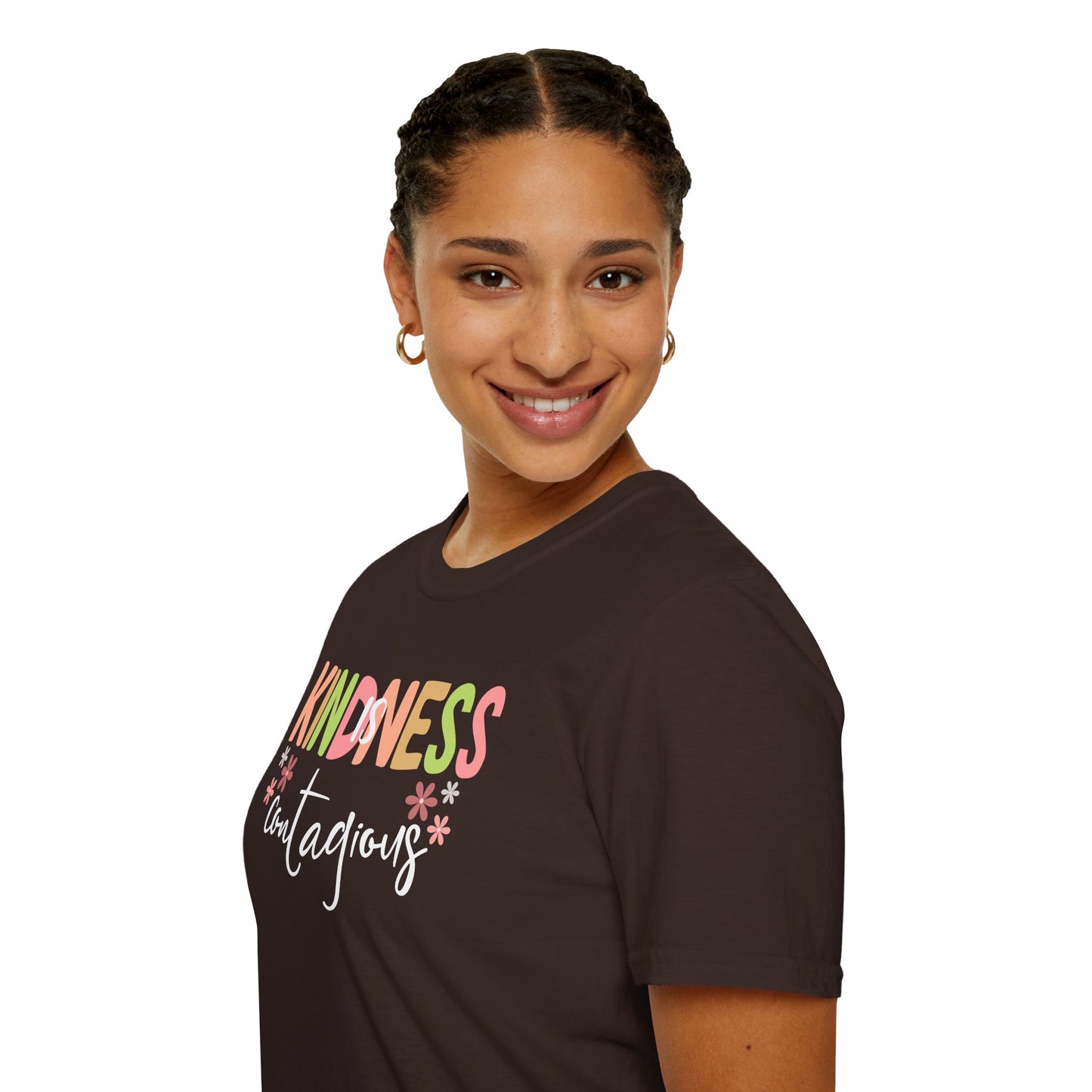 Kindness Is Contagious (For Her) T-Shirt, Soft-style Tee, Motivational Shirt, Gift for Friends, Positive Vibe Apparel, Everyday Wear