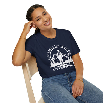 Life Takes The Long Way On Purpose T-Shirt — Mountain Path Purpose Design