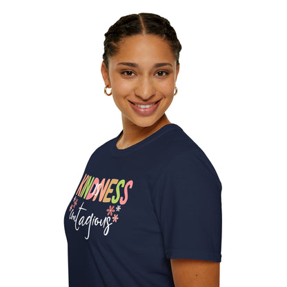 Kindness Is Contagious (For Her) T-Shirt, Soft-style Tee, Motivational Shirt, Gift for Friends, Positive Vibe Apparel, Everyday Wear