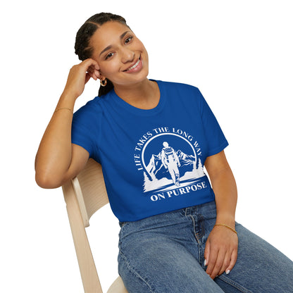 Life Takes The Long Way On Purpose T-Shirt — Mountain Path Purpose Design