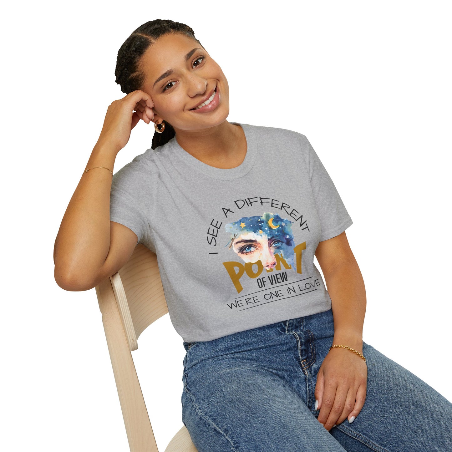 T-Shirt — "I See a Different Point of View" Artistic Face Graphic Tee