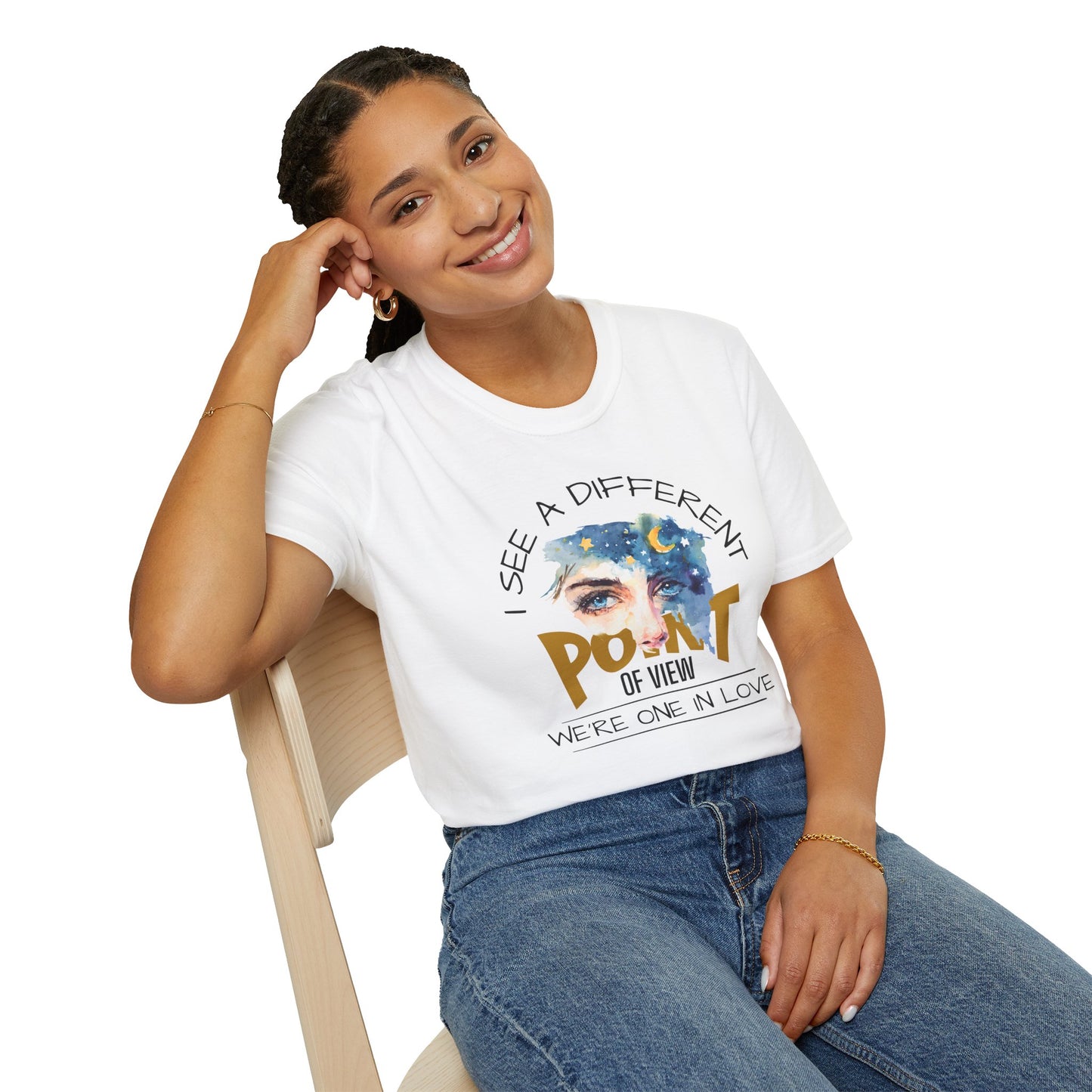 T-Shirt — "I See a Different Point of View" Artistic Face Graphic Tee