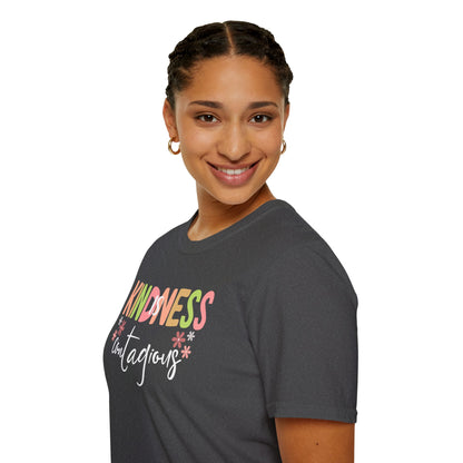 Kindness Is Contagious (For Her) T-Shirt, Soft-style Tee, Motivational Shirt, Gift for Friends, Positive Vibe Apparel, Everyday Wear