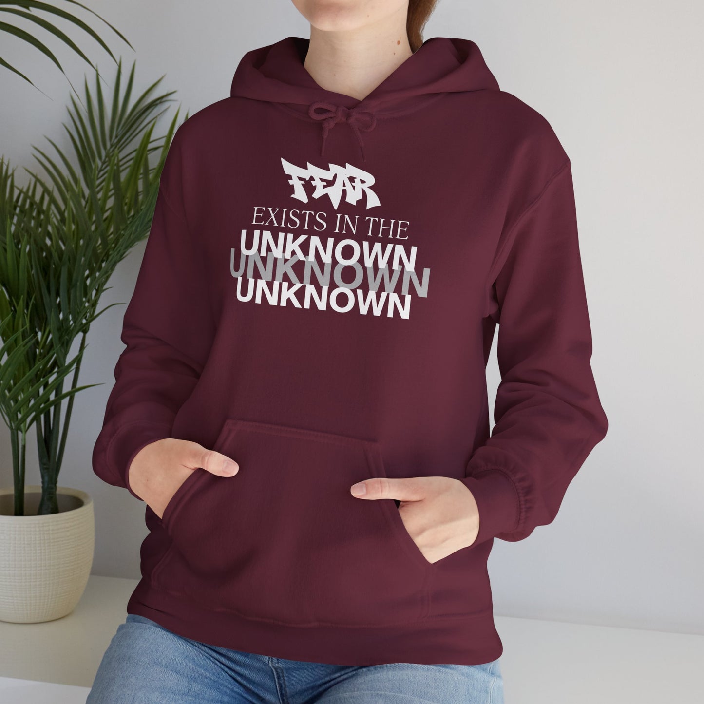 Exist in the Known Hoodie — Minimalist Typography Unisex Pullover